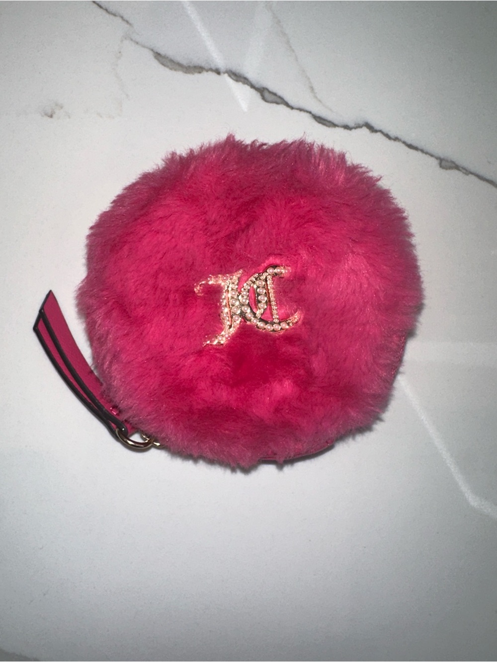Small Plush Fuchsia Pom Keychain / Coin wallet